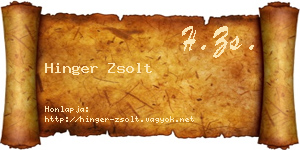 Hinger Zsolt névjegykártya